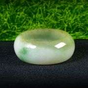 Tri-color! Well defined color! 38.45ct Burmese Jade ring! Size 8!