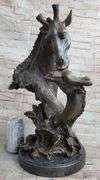 African Giraffe With Cub Bust Bronze Sculpture