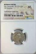 Original Roman Silver Denarius of Emperor Severus Alexander, 222-235 AD. NGC XF
