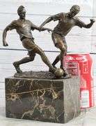Two Soccer Player Bronze Sculpture