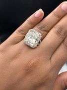 18K Yellow Gold Cushion Cut Diamond Ring of 14.14ct