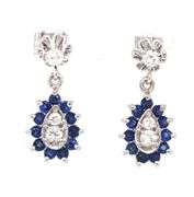 Vintage style 14kt White gold sapphire and diamond earrings