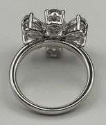14K WHITE GOLD LAB DIAMOND FLOWER RING PEAR OVAL 4.62CT