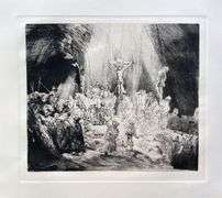 Rare Collectible Etching by Rembrandt, Christ Crucified Between Two Thieves