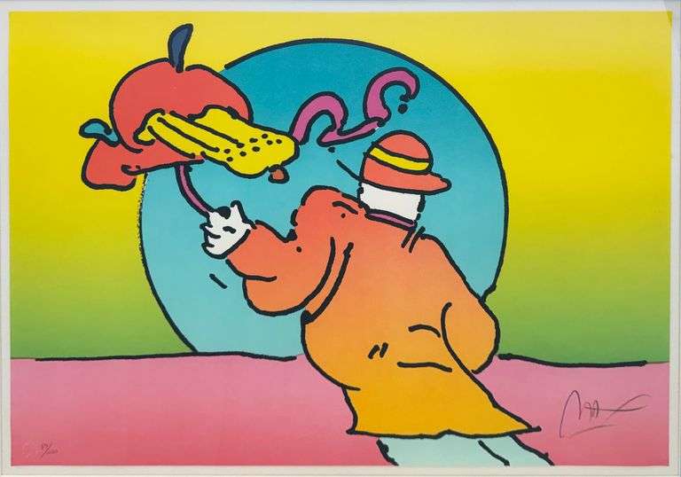Limited Edition Peter Max 'Umbrella Man I' Signed Serigraph Framed