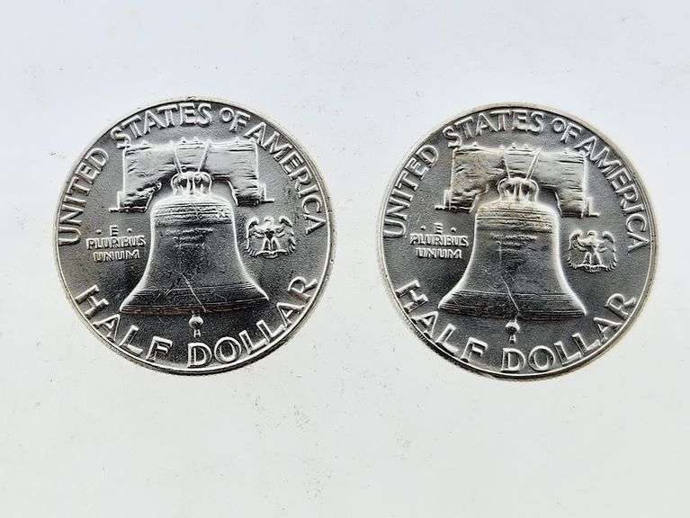 1960 & 1961 Franklin Silver Half Dollars, UNC