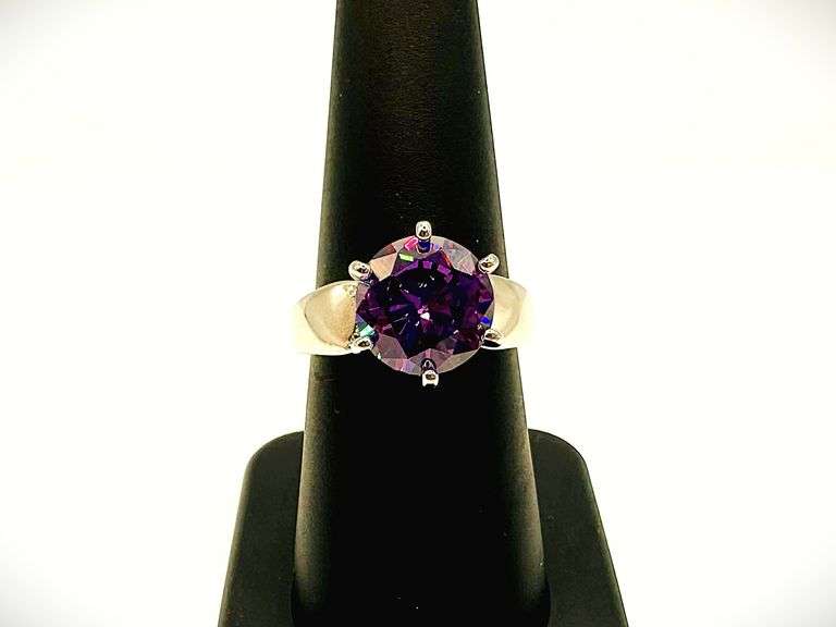 14 Kt, White Gold Plate 3.5 Ct Vs1 Russian Color Change Lab Simulated Alexandrite Ring