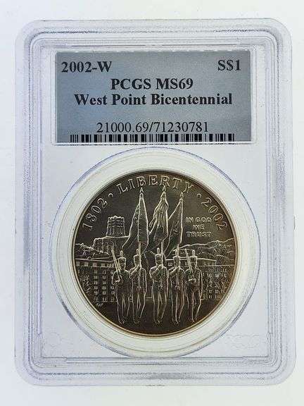2002-W West Point Bicentennial Silver Dollar, PCGS MS69