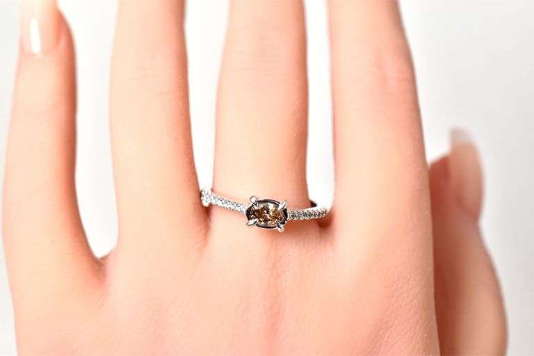 Dazzling 14K White Gold Approx 0.26CTX Yellow and White Diamond Ring