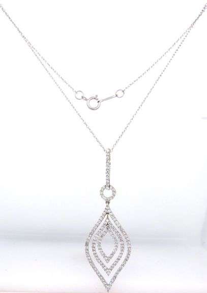 18kt White gold 1ctw diamond dangle pendant on chain