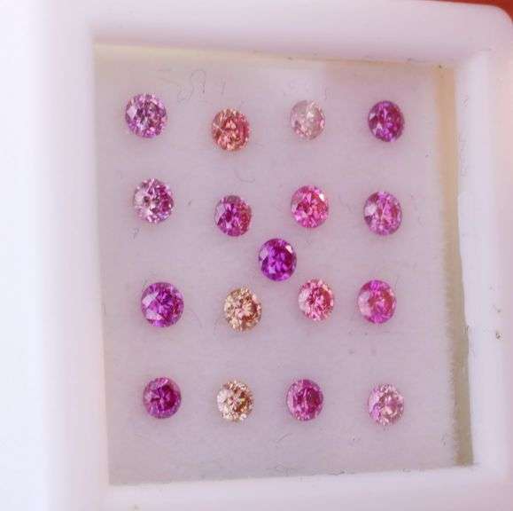 Collectors large sized 17 piece .63ct set of real Pink Diamonds!