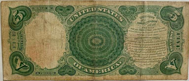 $5 Series of 1907 Axe Man US Note. Fr 91.