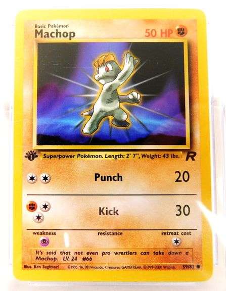 Pokémon 2000 Machop 1st Edition Card, 9 Mint
