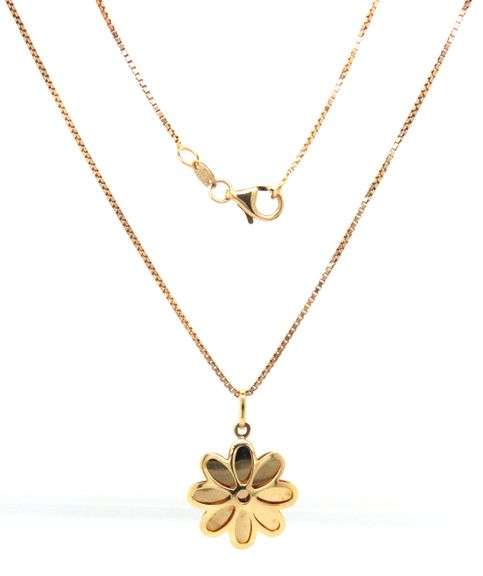 Unusual 14K YG Snowflake Pendant on Necklace
