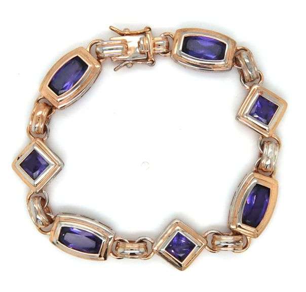 925 Sterling silver Synthetic Amethyst bracelet