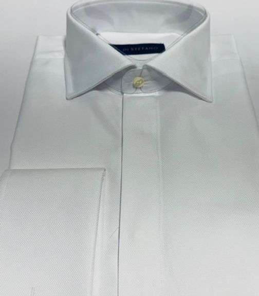 Super Fine Quality  White Dress Shirt By Di Stefano, French Cuff