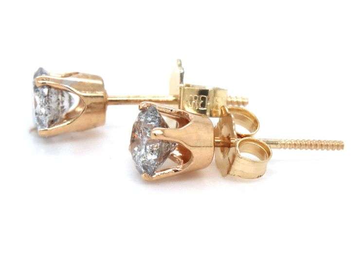 14kt Yellow gold 0.75ctw round brilliant cut diamond stud