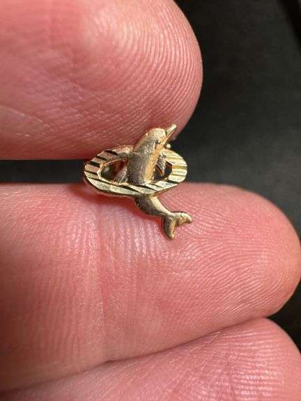 10K Yellow Gold Dolphin Earrings