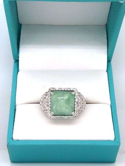 Sparkling 7.40CTS Cushion-Cut Natural Emerald & Sapphire Ring in Sterling Silver