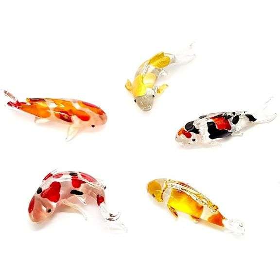 Handmade Blown Glass Koi Fish Family of 5