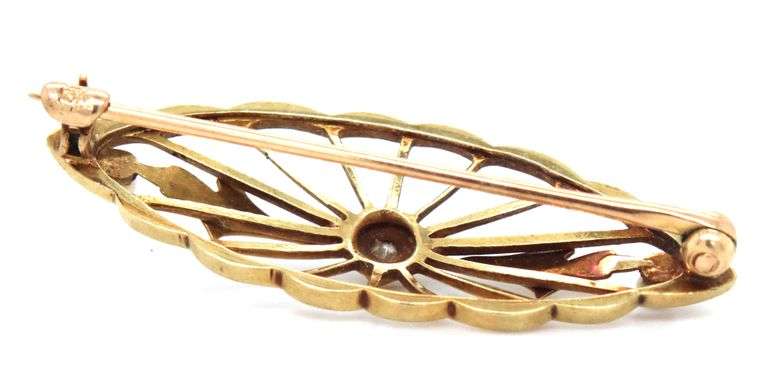 Prett 14K YG Brooch with Seed Pearls