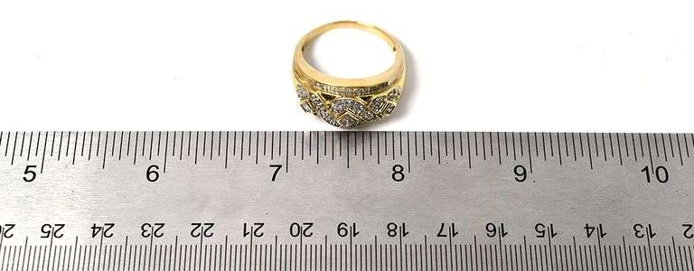 Sparkling 14K Yellow Gold Diamond Dome Ring