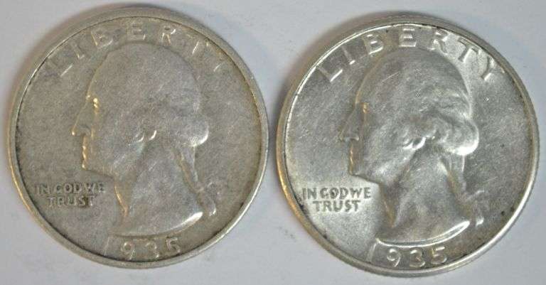 1935-P in BU and 1935-D in AU Washington Quarters