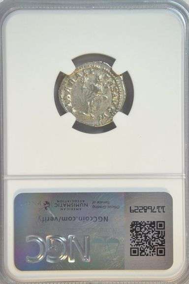 Sharp Roman Silver Denarius of Emperor Caracalla, 198-217 AD. NGC Choice VF