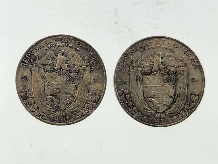 1930 & 1934 Panama 1/2 Balboa, 90% Silver