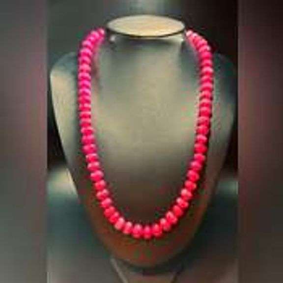 Beautiful Large 887 Cttw Mined From The Earth Ruby 3 strand Necklace