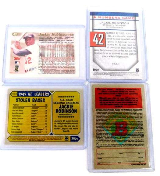 4 Jackie Robinson Throw Back Baseball Cards