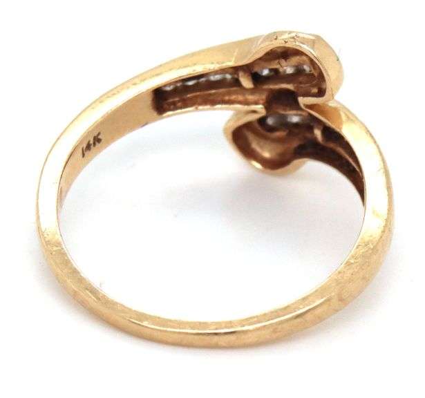 Tasteful 14K YG Diamond Bypass Style Ring