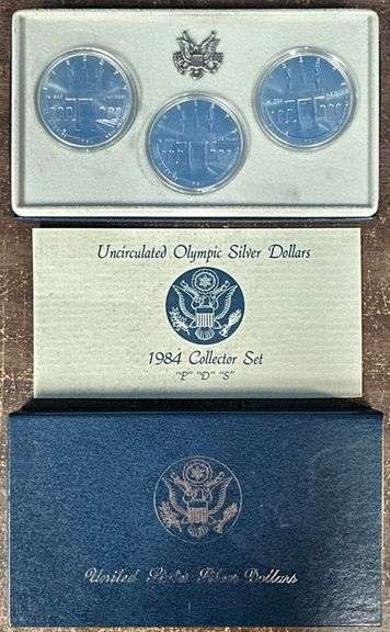 Gem BU 1984 P-D-S Uncirculated Olympic Silver Dollar set