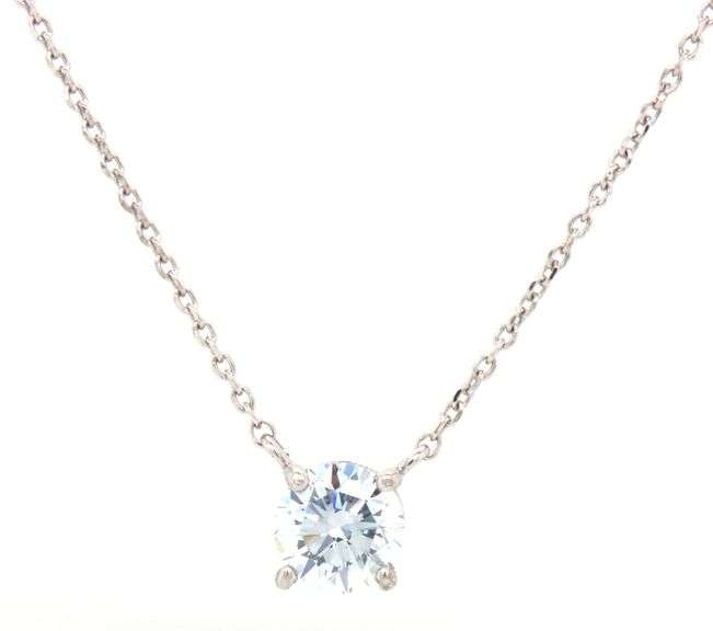 14kt White gold lab grown fancy blue diamond pendant on chain