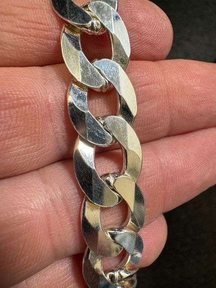 925 Sterling Silver Diamond Cut 13mm Curb Chain 26"