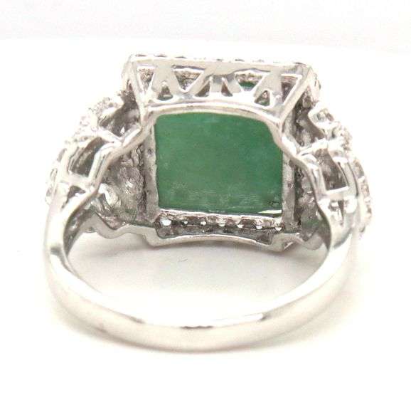 Sparkling 7.40CTS Cushion-Cut Natural Emerald & Sapphire Ring in Sterling Silver