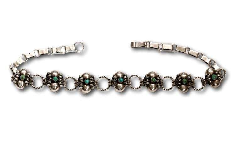 Mexican Sterling Necklace with Turquoise