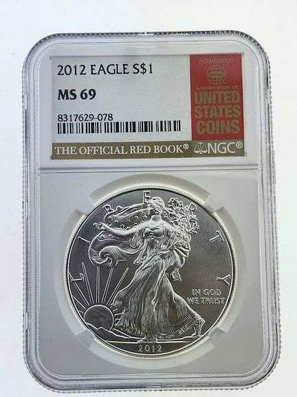 2012 American Silver Eagle, NGC MS69 "Red Book Label"