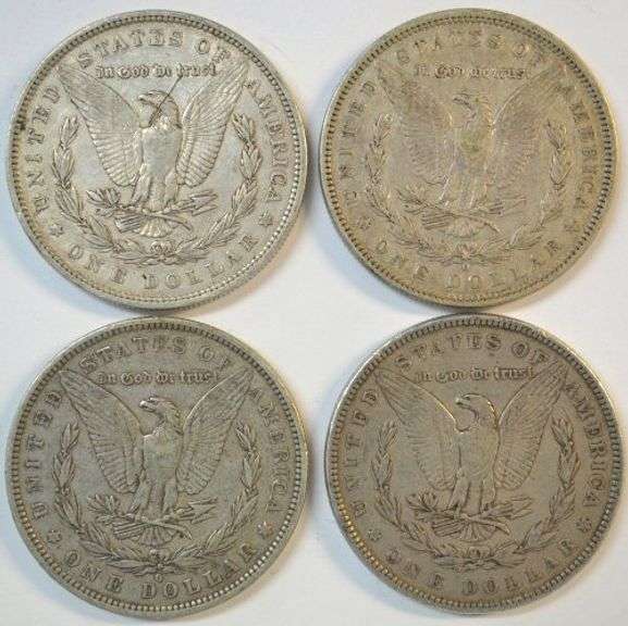 Very sharp 1879, 1880, 1881, & 1882 'P' Mint Morgan Silver Dollars in XF
