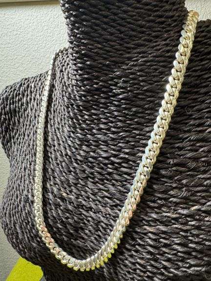 Italian 925 Sterling Silver Diamond Cut 8mm Miami Cuban Chain 20"