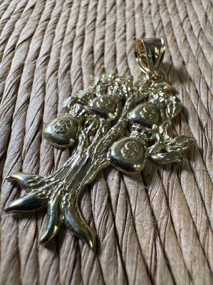 10k Yellow Gold Money Bag Tree Pendant