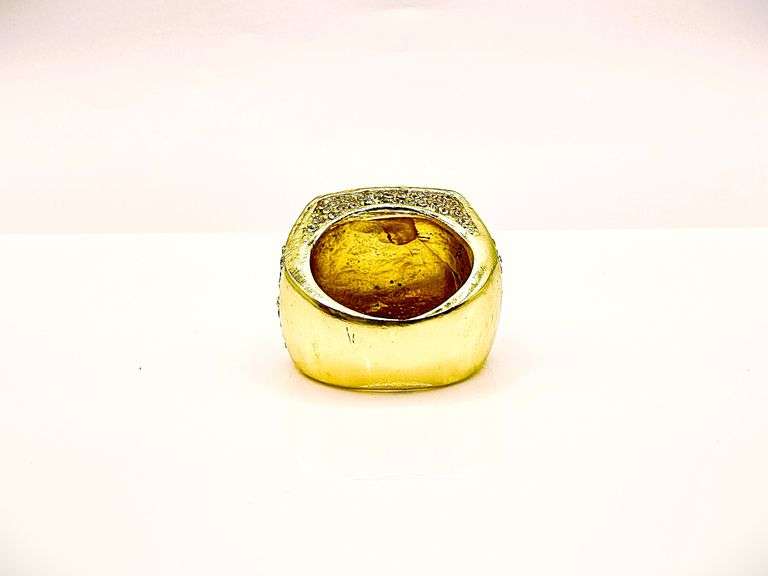 Men's 7.25 Cttw Lab Simulated Diamond 14 Kt Gold Plated Ring