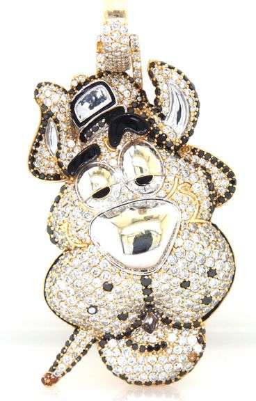 10kt Yellow gold 4.75ctw white and black diamond Scooby-Doo pendant