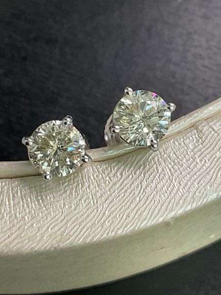 CERTIFIED BRAND NEW 14K WHITE GOLD DIAMOND STUDS