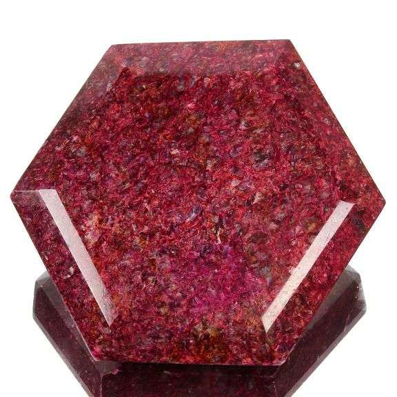 Huge 2600 Ct Rare Hexagon Cut Certified Natural Red Ruby Solitaire.