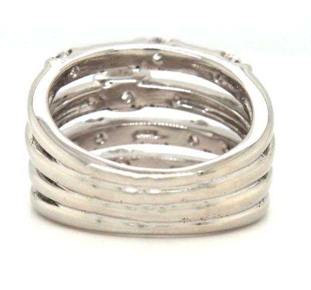 14kt White gold 0.45ctw multi row stackable diamond scatter ring