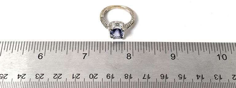 Amazing 14K white Gold Lavender Spinel Gemstone Ring  with Diamond Accents