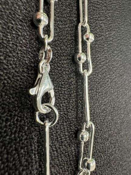 Sterling Silver Paperclip Offset Bead 8mm