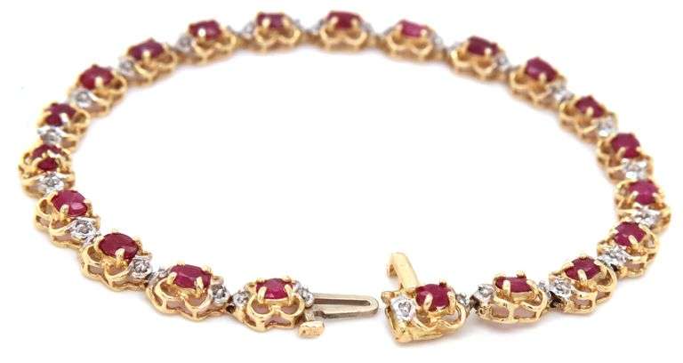 Nice 14K YG Ruby and Diamond Bracelet