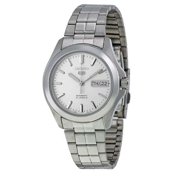 Seiko 5 Automatic Men’s Stainless Steel Skeleton Dial Silver Watch – 38mm